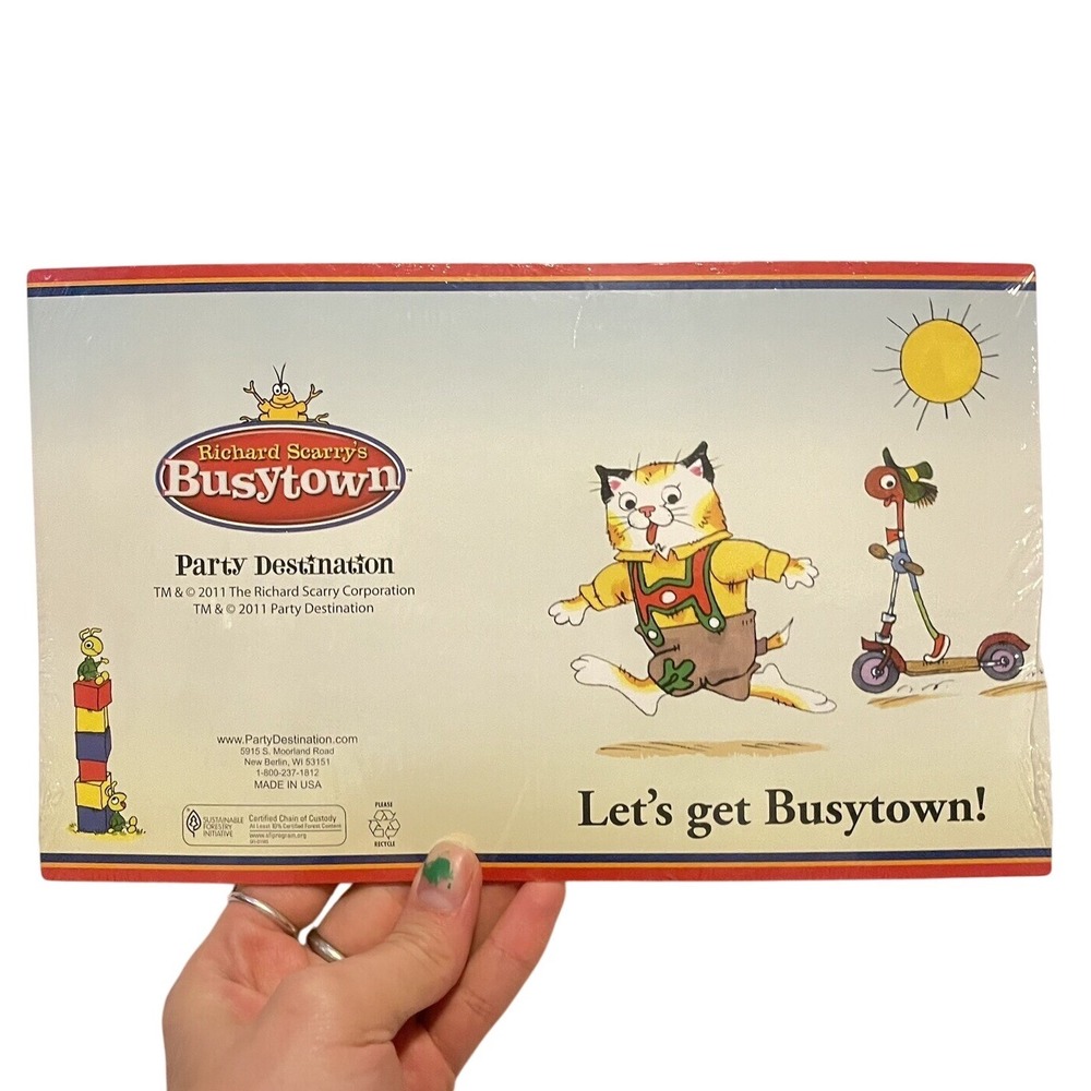 NEW VINTAGE 90'S Richard Scarry's Busytown Birthday Invitation Party Supplies #8